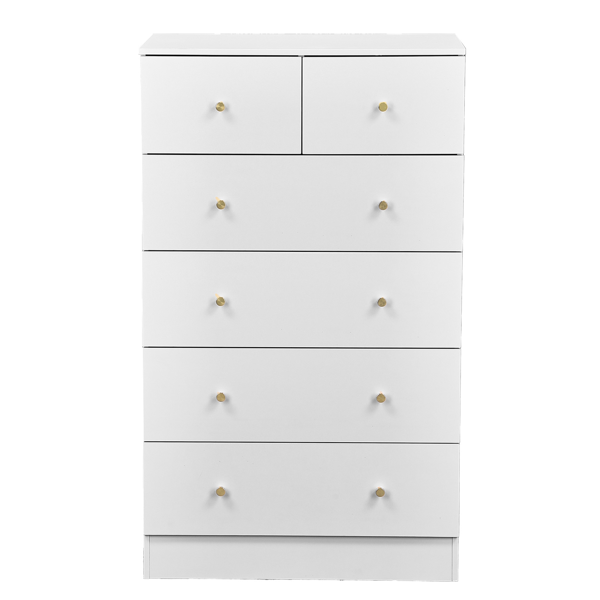 白色 刨花板 贴麻面三胺 66*40*111cm 4+2抽 抽屉柜 哑金把手-1