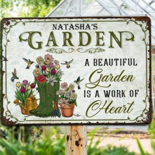 CIFbuy 爱心花园标语金属牌园艺装饰花园挂牌园丁礼物墙面壁挂（TikTok、Temu 自提）-4