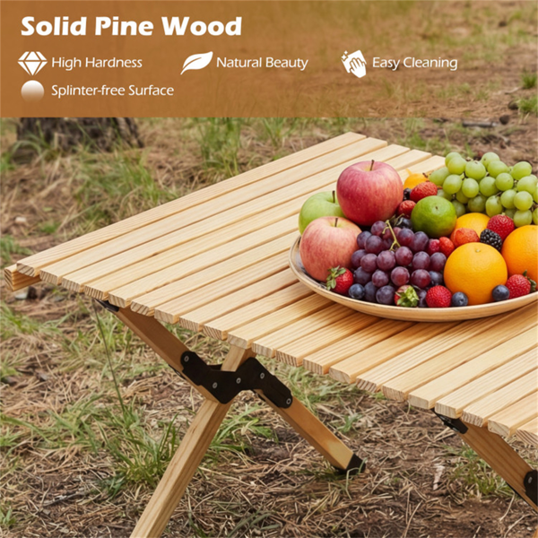 48英寸×24英寸可折叠松木野营桌便携式折叠沙滩桌，带手提包-10