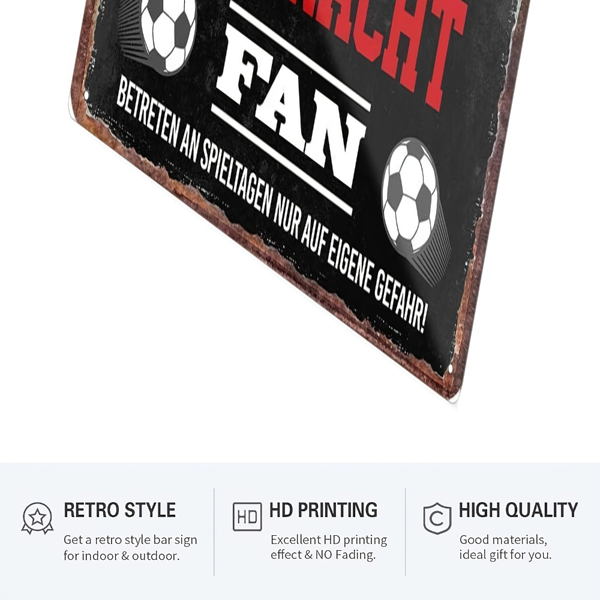 CIFbuy 复古足球主题金属锡牌法兰克福球迷标语墙面装饰牌（TikTok、temu 下自提）-2