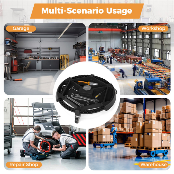 带4个储物舱和磁性支架的滚动车库工具车，360°旋转轮便携式工具托盘收纳器-9