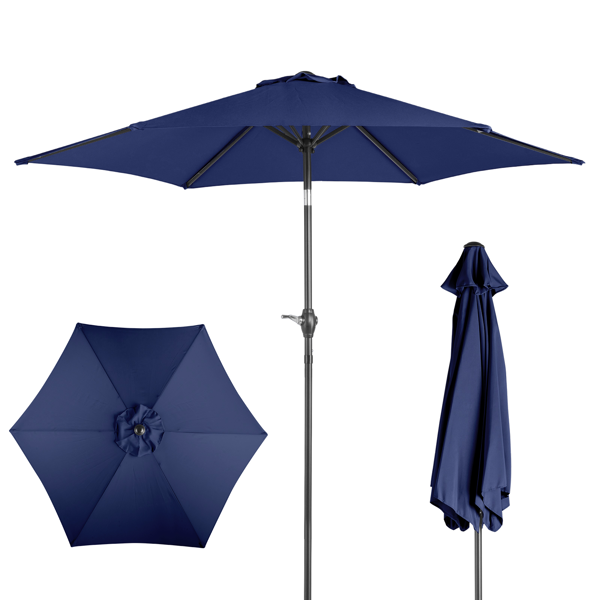 7.5FT 海军蓝 转向头 圆形 太阳伞 涤纶布 6铁伞骨 铁中柱-2