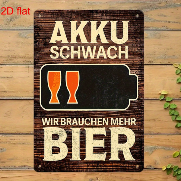 CIFbuy 复古 AKKU SCHWACH 低电量趣味金属铁牌酒吧咖啡馆餐厅庭院装饰（TikTok、temu pick-up service）-5