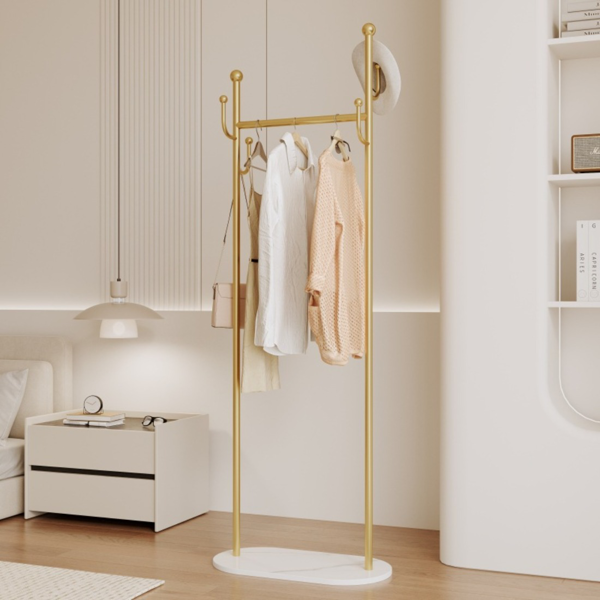 Clothing Rack, Golden Metal Freestanding Heavy Duty Clothes Rack with Marble Base, Multipurpose Garment Hanger for Bedroom, Hat, Scarf, Jacket-7
