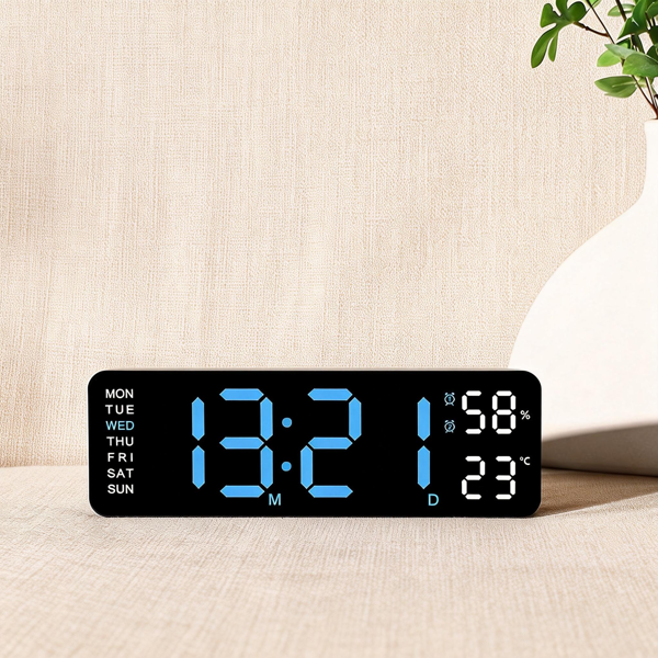 2026新款通用数字挂钟，大显示屏，LED灯，遥控器，倒计时，调光，夏令时，日期，星期，温度-10