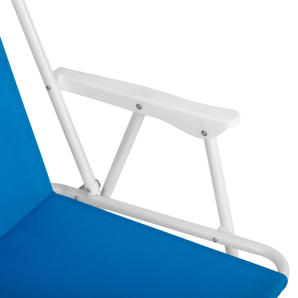 1pcs 座高15in XL  宝蓝色 铁沙滩椅 带伞 连体牛津布有横杆一档调节带伞弹簧铁沙滩椅15"-1 63*60*95cm 120kg-4