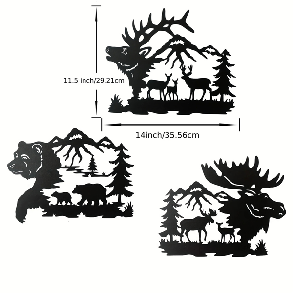 CIFbuy简约动物金属壁画3件套黑金色宠物主题家居装饰品(TikTok、temu下自提)-7