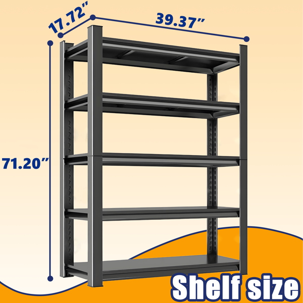 车库用五层可调节储物架，可容纳 2000 磅——重型金属多用途架式搁板，适合仓库、储藏室、衣橱和厨房使用-4