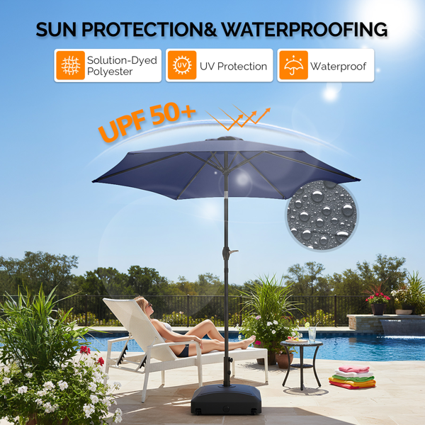 7.5FT 海军蓝 转向头 圆形 太阳伞 涤纶布 6铁伞骨 铁中柱-21