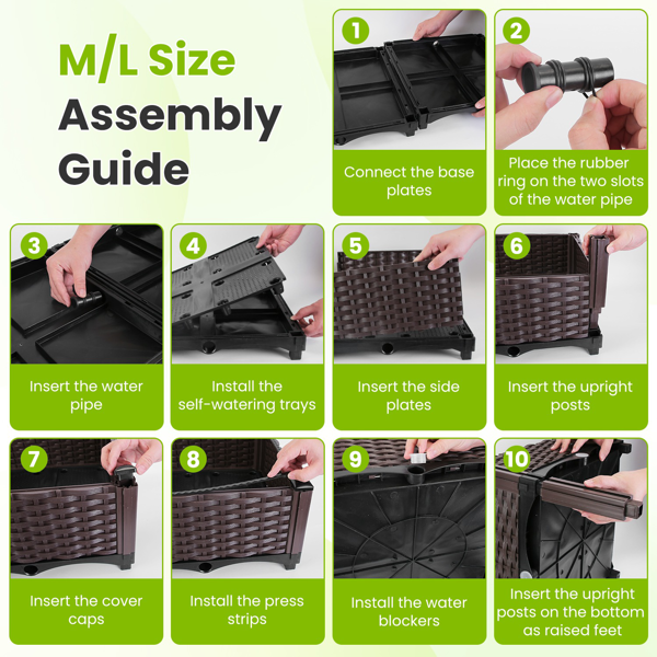 （自提可发加拿大，temu&tk下自提单）高架花坛种植箱，3种尺寸可选，自浇灌式高架花坛，轻质PP材质种植容器，适用于蔬菜、香草、花卉，适合户外露台和阳台-中号-9