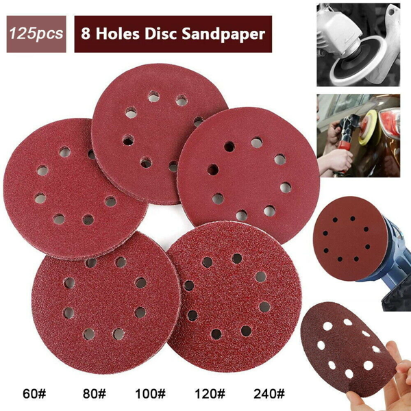 125pcs 125mm 8孔砂纸套装 40 60 80 120 240-1