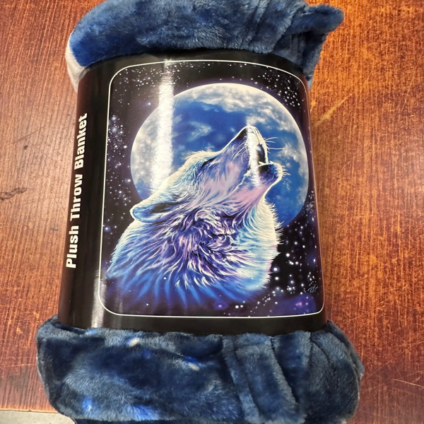 亲肤柔软法兰绒丝滑盖毯 50×60 英寸 狼啸满月款-4