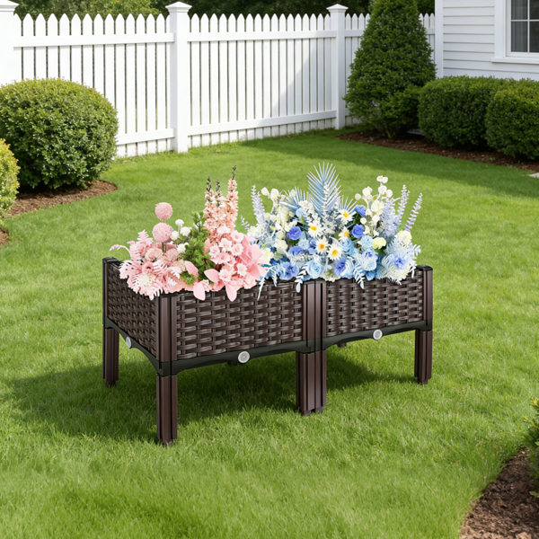 （自提可发加拿大，temu&tk下自提单）高架花坛种植箱，3种尺寸可选，自浇灌式高架花坛，轻质PP材质种植容器，适用于蔬菜、香草、花卉，适合户外露台和阳台-中号-14