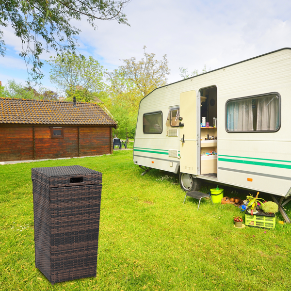 27Gallon 带顶盖 棕色渐变 编藤垃圾桶-17