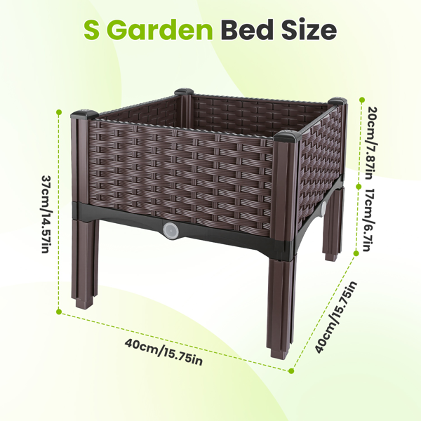 （自提可发加拿大，temu&tk下自提单）高架花坛种植箱，3种尺寸可选，自浇灌式高架花坛，轻质PP材质种植容器，适用于蔬菜、香草、花卉，适合户外露台和阳台-小号-11