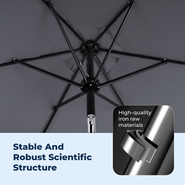 7.5FT 灰色 转向头 圆形 太阳伞 涤纶布 6铁伞骨 铁中柱-16