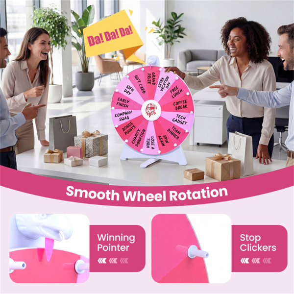 24英寸旋转奖轮，带可折叠立式和桌面幸运轮-粉色-8