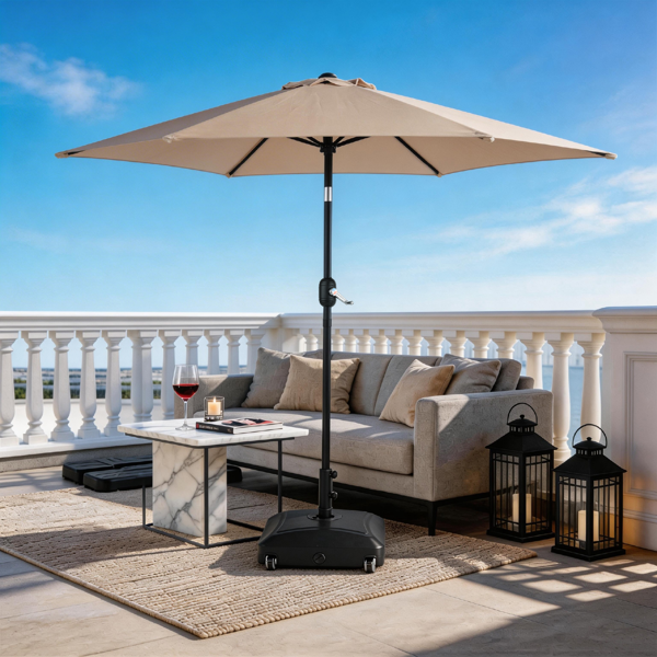 9FT 卡其色 转向头 KD 圆形 太阳伞 涤纶布 6铁伞骨 铁中柱-27