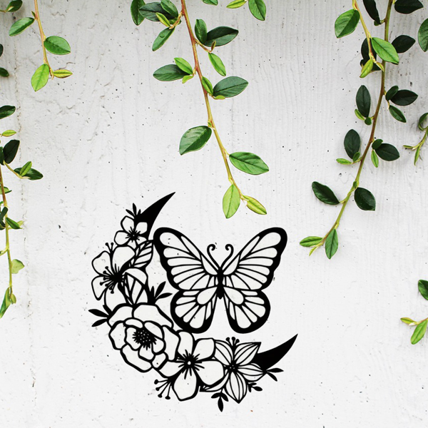 CIFbuy月相蝴蝶金属墙饰波西米亚悬挂室内外防水墙雕塑礼物（TikTok、temu下自提）-6