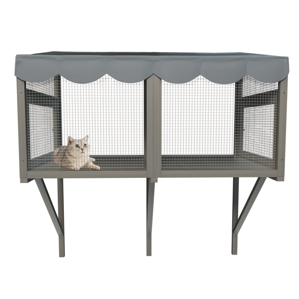 猫咪窗台屋——专为室内猫设计的窗框式围栏，木质窗台栖息小屋；支持扩展，适合多只幼猫使用；为爱宠打造安全舒适的户外休憩港湾。--不支持self-pick up且不支持指定仓库发货-2