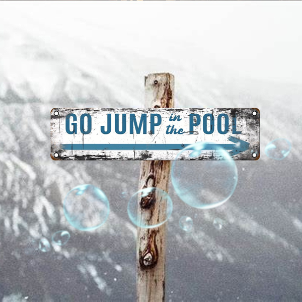 CIFbuy 复古铝制指示牌跳进游泳池 UV 印刷金属牌匾家用车库咖啡馆餐厅酒吧防水防尘装饰（TikTok、temu 下自提）-3