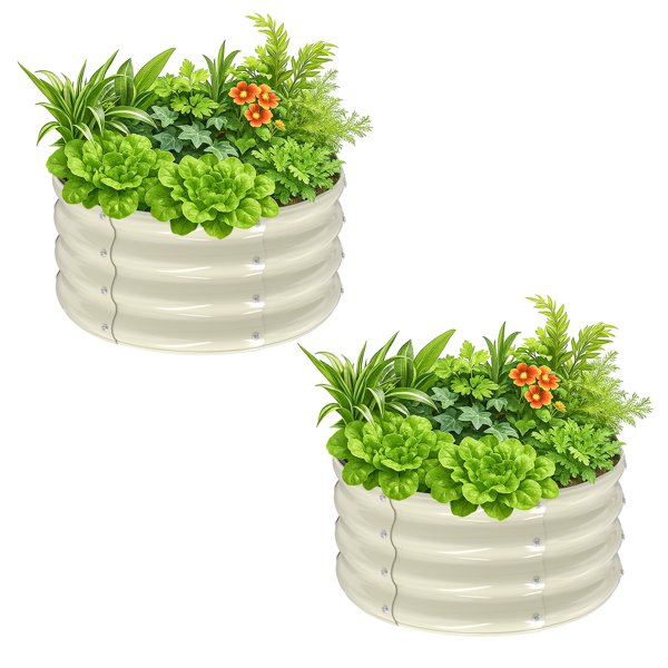 2PCS 2*2*1FT 米白色 拼接式圆形镀锌板 铁种植-8