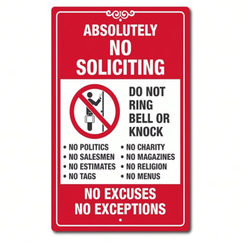 CIFbuy 禁止推销标牌无例外禁止敲门家用商用安全警示牌（TikTok、temu 下自提）