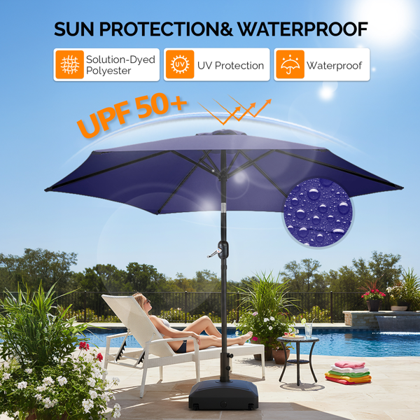 9FT 海军蓝 转向头 KD 圆形 太阳伞  涤纶布 6铁伞骨 铁中柱-19