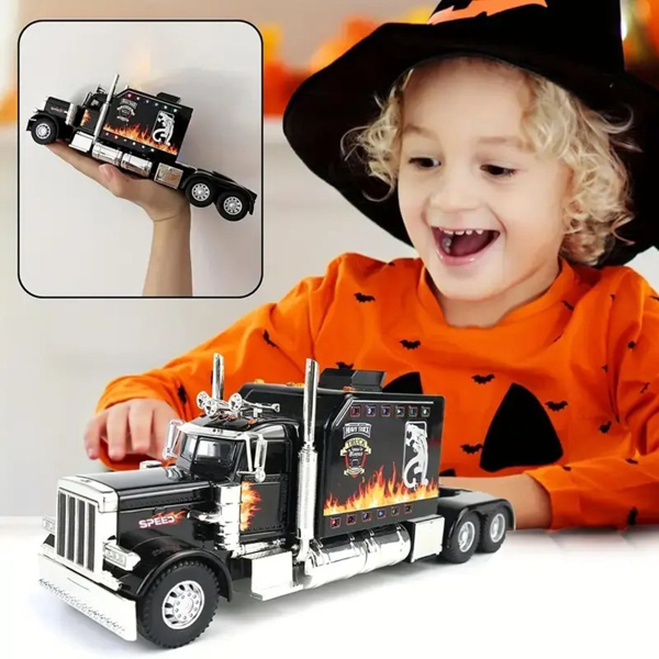 Semi Truck Toys for Boy Heavy Trucks,Metal Diecast Trucks Model Pull Back Cars with Light and Sound,Truck and Trailer Toys for Boys,Toy Trucks for Boys Age 4-8-5