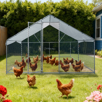 3*2*2/9.8*6.5*6.5ft 银色 尖顶顶部半开间 拼接 180gPE雨布 镀锌管 铁鸡兔笼