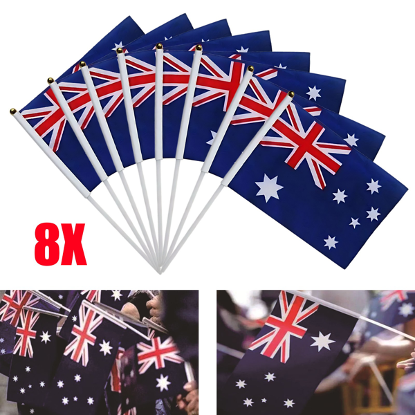 8x 澳大利亚国旗挥动带塑料杆 21x14 厘米 8.5x5.5 英寸 旗帜 (各平台政策不同，链接已附相关资质，如无所需资质请勿上架)-4