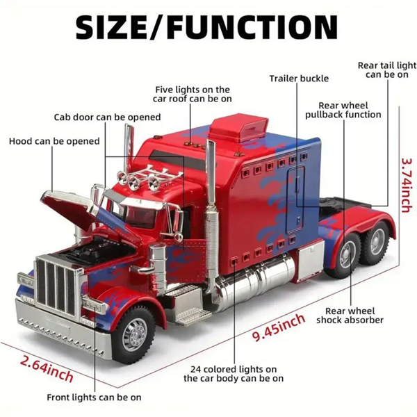 Semi Truck Toys for Boy Heavy Trucks,Metal Diecast Trucks Model Pull Back Cars with Light and Sound,Truck and Trailer Toys for Boys,Toy Trucks for Boys Age 4-8-3