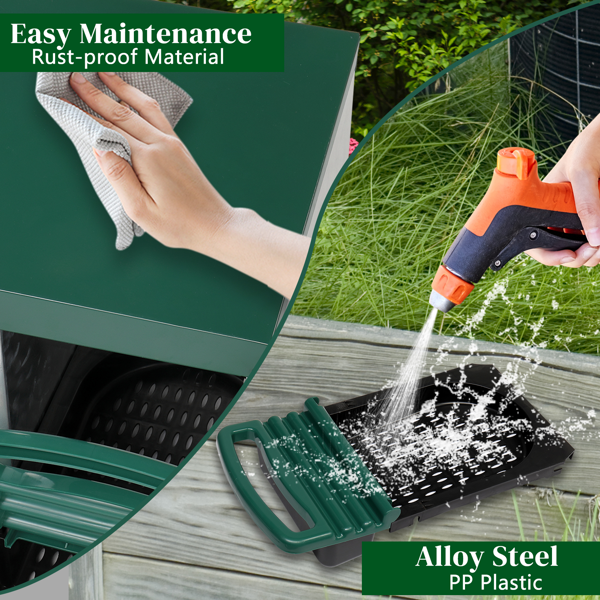 27x52x47cm 斜顶 绿+银 单隔间 塑料+铁 喂食用品-9