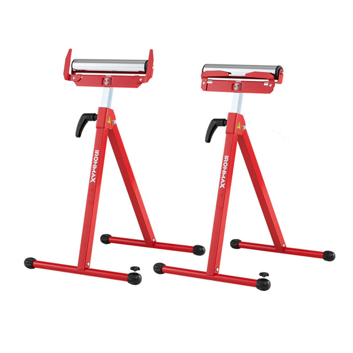 2-Pack Heavy Duty Metal Folding Roller Stand with Edge Guides Portable Woodworking Support – Red