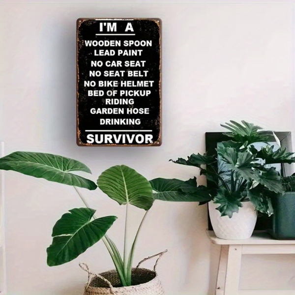 CIFbuy 复古幸存者主题金属标牌 12x8 英寸无框黑色墙面装饰挂牌（TikTok、temu 下自提）-4