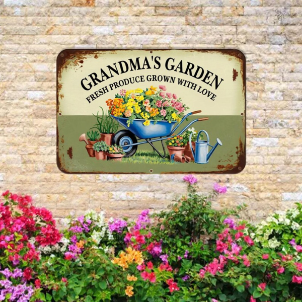 CIFbuy 奶奶花园复古金属挂牌爱心种植花园装饰农舍风妈妈礼物壁挂（TikTok、Temu 自提）-4