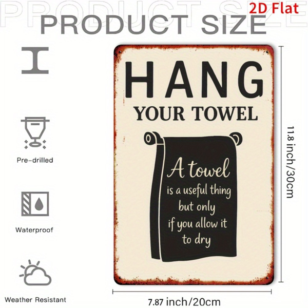 CIFbuy 复古趣味毛巾挂金属墙饰乡村农舍浴室车库铁艺毛巾架装饰（TikTok、temu 下自提）-5