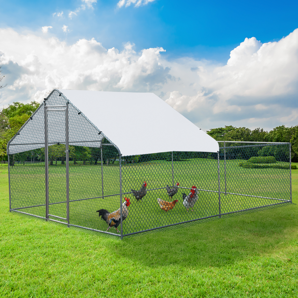 3*2*2/9.8*6.5*6.5ft 银色 尖顶顶部半开间 拼接 180gPE雨布 镀锌管 铁鸡兔笼-26