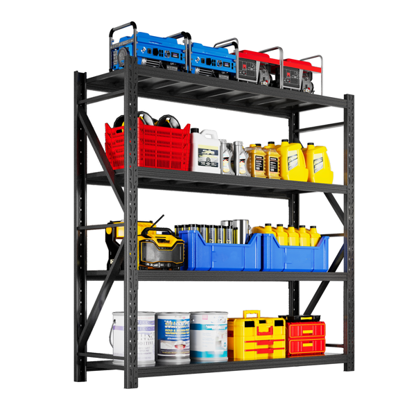 Temu 仅支持自提 重型车库货架单元64.5"H"67"W 21.6"D，4层钢制可调节金属储物架，3000磅工业货架，用于车库组织、地下室、仓库、车间、工具架-8