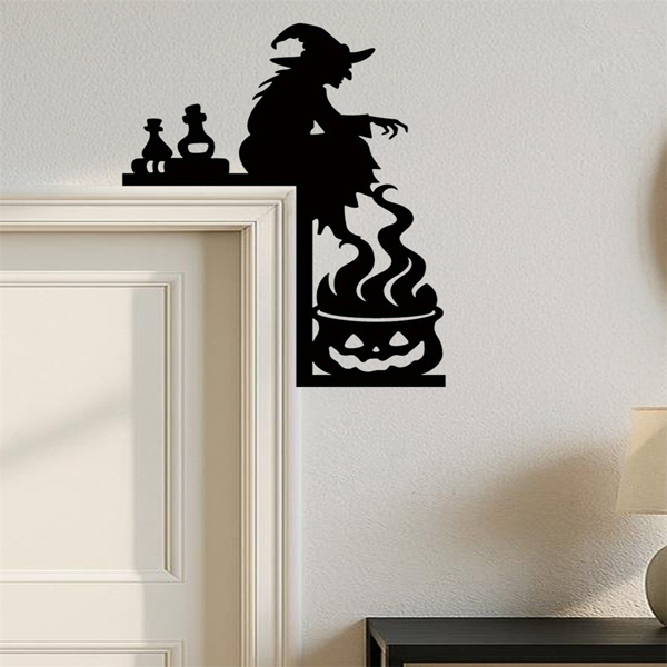 CIFbuy哥特风格女巫坩埚铸铁铁制门挂墙饰 万圣节圣诞新年节日装饰礼物(TikTok、temu下自提)-5