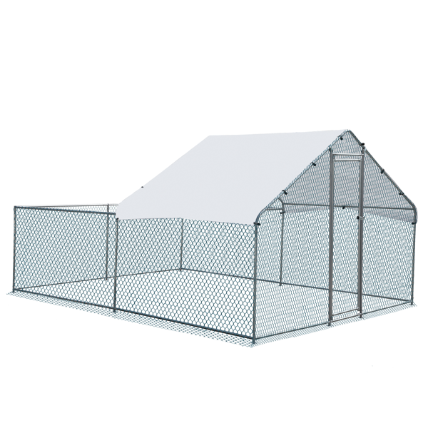 3*2*2/9.8*6.5*6.5ft 银色 尖顶顶部半开间 拼接 180gPE雨布 镀锌管 铁鸡兔笼-14