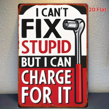 CIFbuy 趣味收费治蠢红黑锤子金属墙饰复古铁艺壁挂牌家居办公室洞穴工坊装饰礼品（TikTok、temu 下自提）