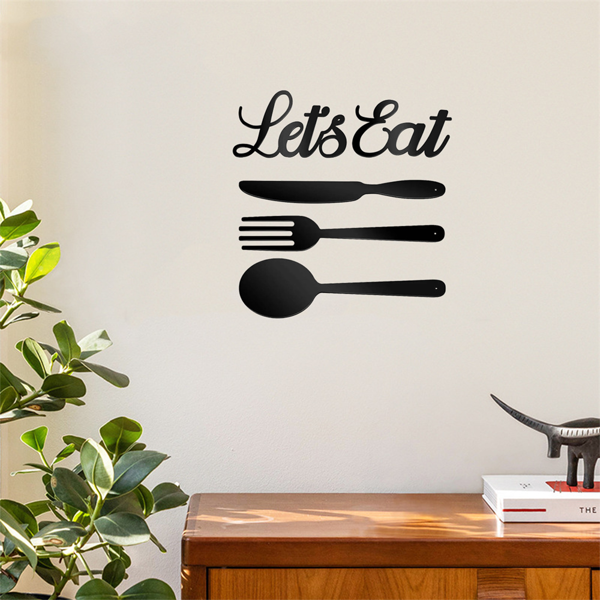 CIFbuy 手工锻铁用餐主题墙饰五件套 复古金属厨房标志雕塑（TikTok、temu下自提）-10