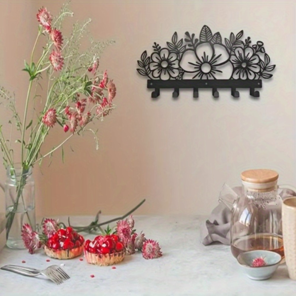 CIFbuy 金属烤漆花卉造型挂钩 创意花朵墙面收纳挂架 玄关钥匙挂饰（TikTok，temu 自提）-5