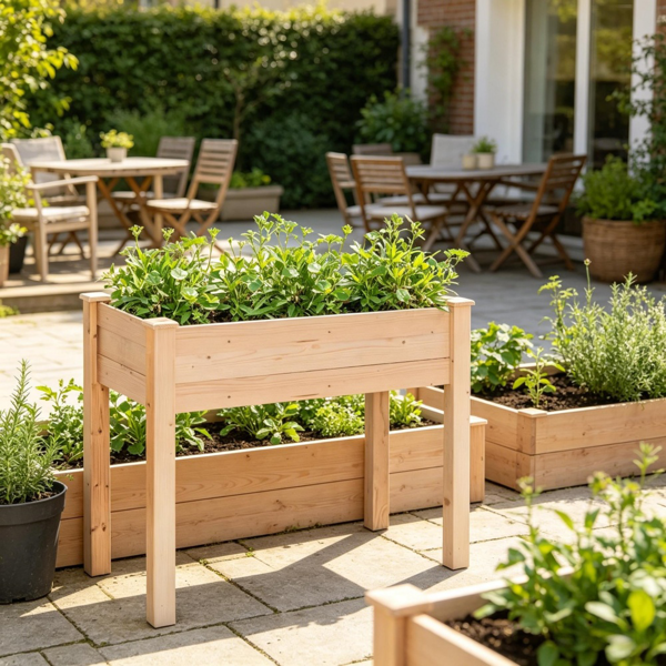 高架花园床/木制花盆 /木材种植箱-6