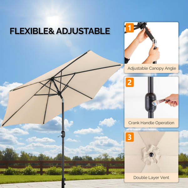 9FT 卡其色 转向头 KD 圆形 太阳伞 涤纶布 6铁伞骨 铁中柱-22