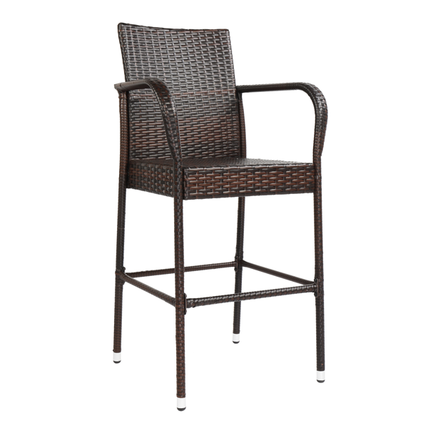 2pcs 棕色渐变 编藤吧椅-30