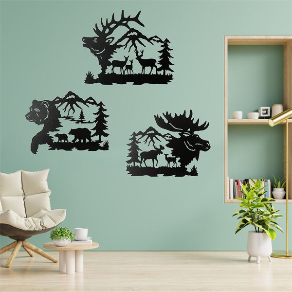 CIFbuy简约动物金属壁画3件套黑金色宠物主题家居装饰品(TikTok、temu下自提)-3