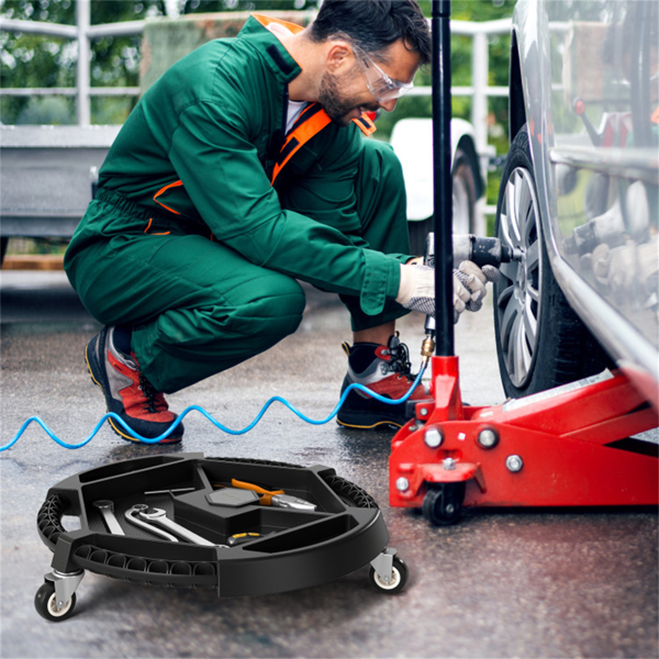 带4个储物舱和磁性支架的滚动车库工具车，360°旋转轮便携式工具托盘收纳器-10