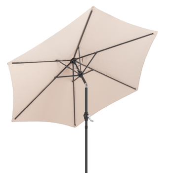 7.5FT 卡其色 转向头 圆形 太阳伞 涤纶布 6铁伞骨 铁中柱